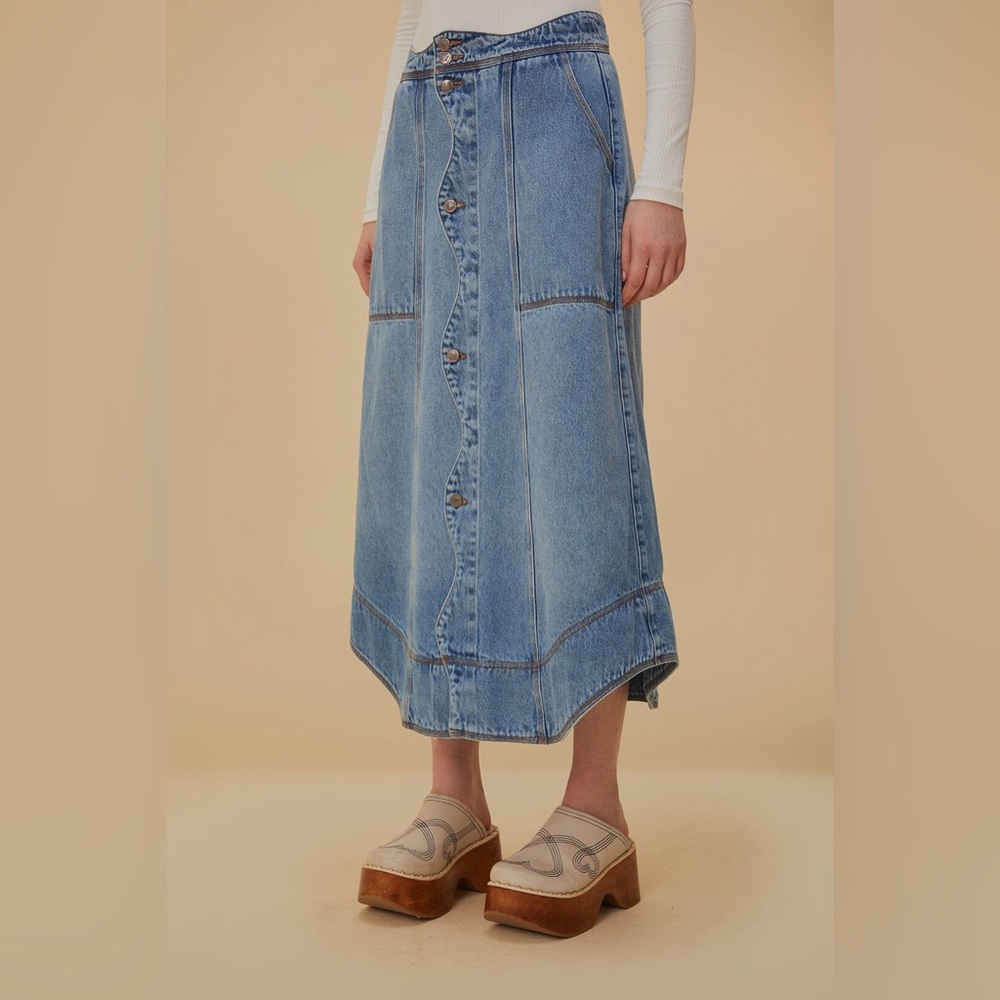 FARM RIO Denim Wave Maxi, Size 26